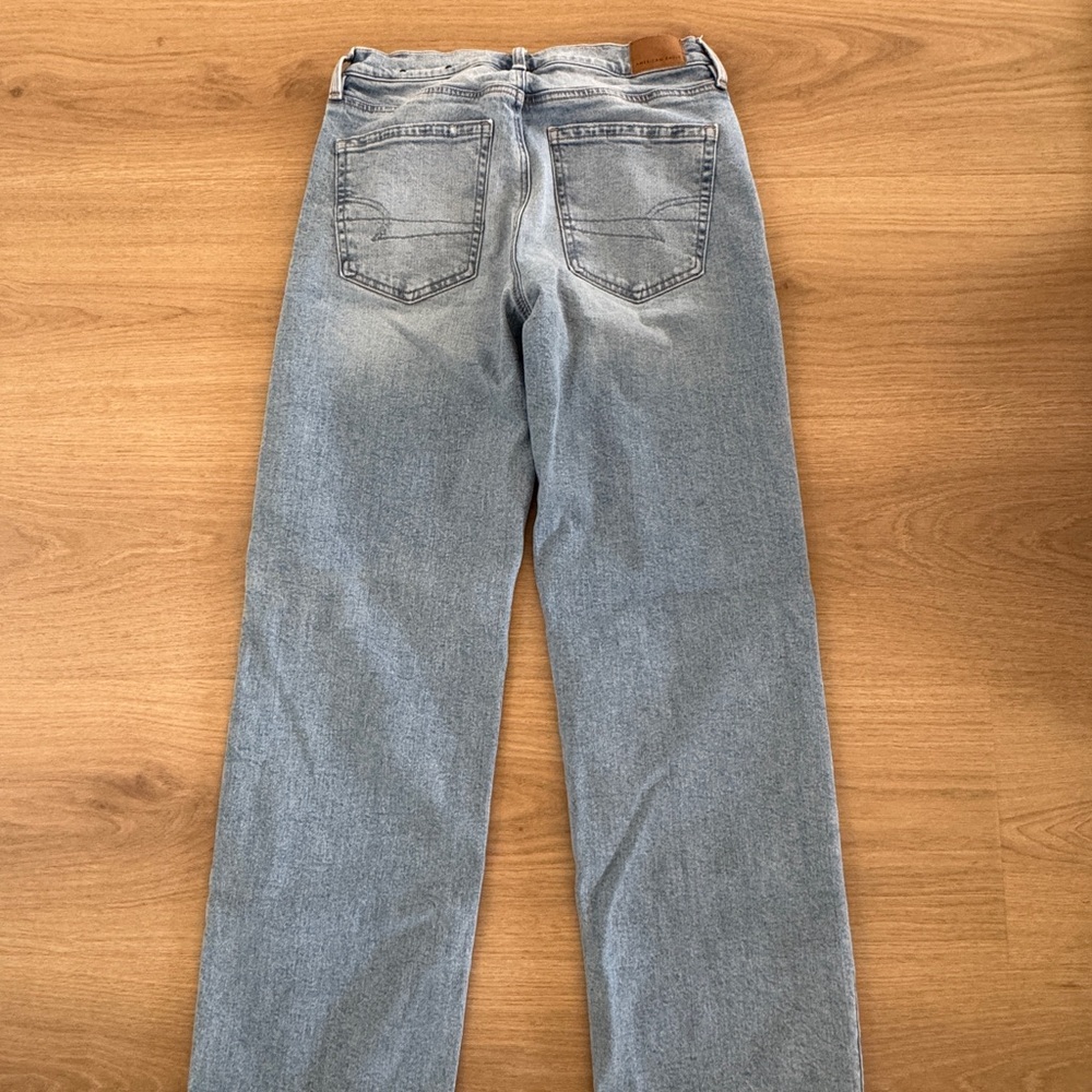 AE Stretch High-Waisted Stovepipe Jean Medium Indigo Size 2 Long - Picture 4 of 6